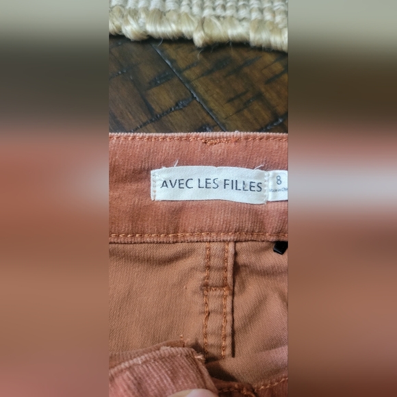 AVEC LES FILLES  Anthopologie burnt orange, wide leg corduroy pants, size 8 EUC - Picture 8 of 13